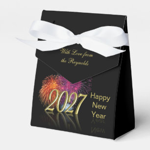 Gold Happy New Year 2027 Fireworks Gift Favour Box