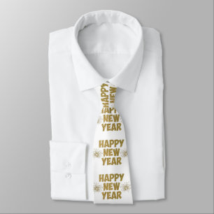 gold happy new year fireworks tie