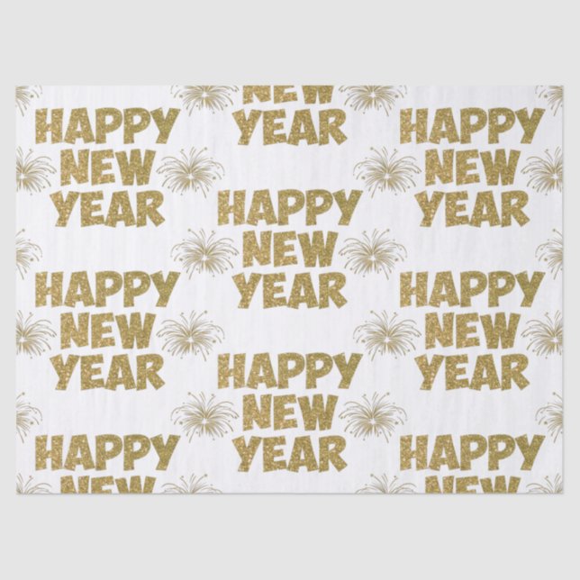 gold happy new year fireworks tissue paper (Front)