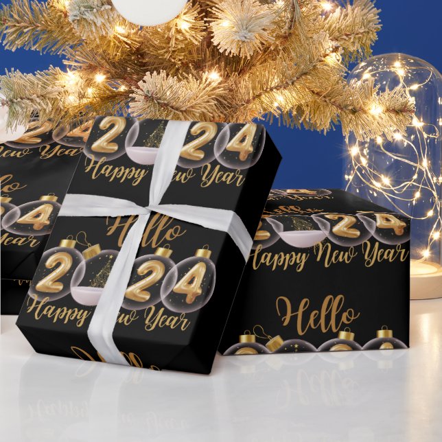 Gold Happy New Year Wrapping Paper (Holidays)