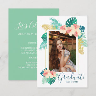 Gold Hawaiian Hibiscus Graduation Announcement