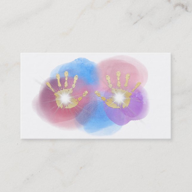 *~* Gold Healing Hands Radiating Energy Reiki Business Card (Front)