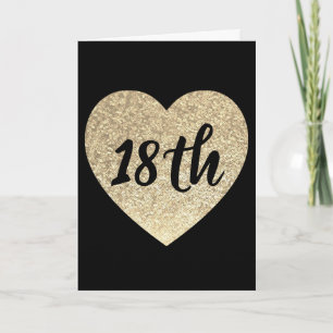 Gold heart 18th birthday card