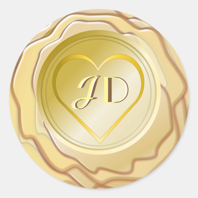 Gold Heart and Initials Wax Seal label (Front)