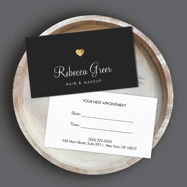 Gold Heart Beauty Salon Appointment Reminder Card (Creator Uploaded)