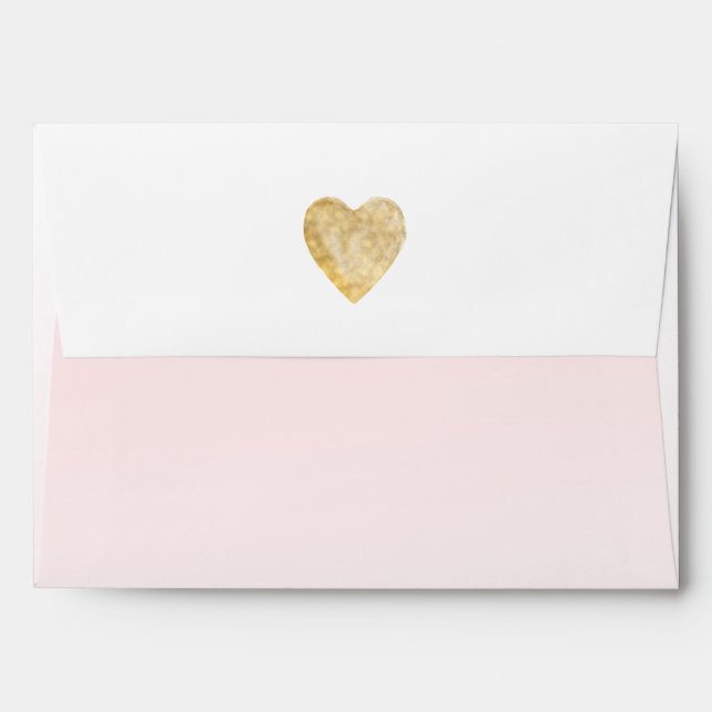 Gold Heart Blush Pink Ombre Envelopes (Back (Top Flap))