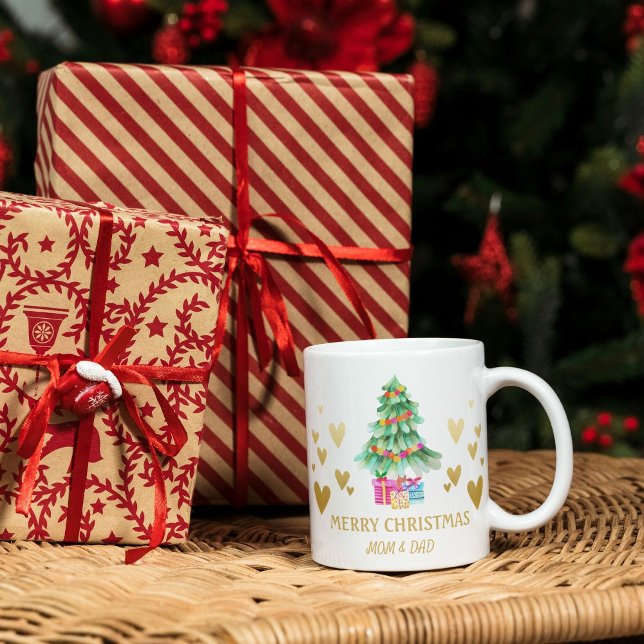 Gold Heart, Christmas Tree, Presents Coffee Mug (Creator Uploaded)