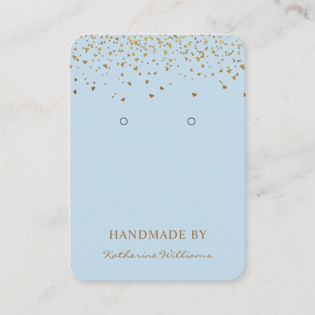 Gold  Heart Confetti  Blue | Earring Display Card (Front)