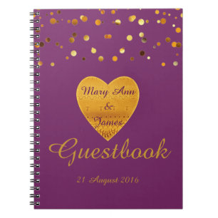 Gold Heart Confetti Glitter Faux Foil Blue Guest Notebook