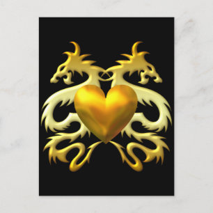 GOLD HEART DRAGONS POSTCARD
