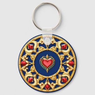 💛 Gold Heart Frame Ornate Romantic Charm  Key Ring