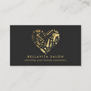 Gold Heart Hair Stylist Salon Business Card