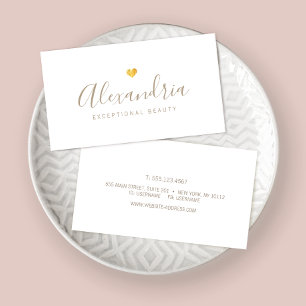 Gold Heart Handwritten Script Calligraphy Business Card