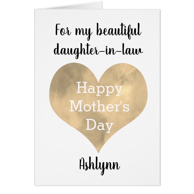 Gold Heart Happy Mother's Day Daughter in Law (Front)