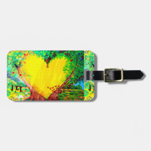 gold heart luggage tag