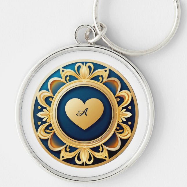 Gold Heart Medallion Key Ring (Front)
