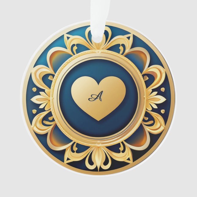 Gold Heart Medallion Ornament (Front)