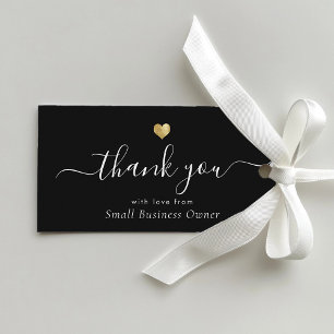Gold Heart Modern Calligraphy Script Business Gift Tags