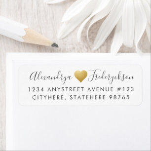 Gold Heart Modern Return Address Label