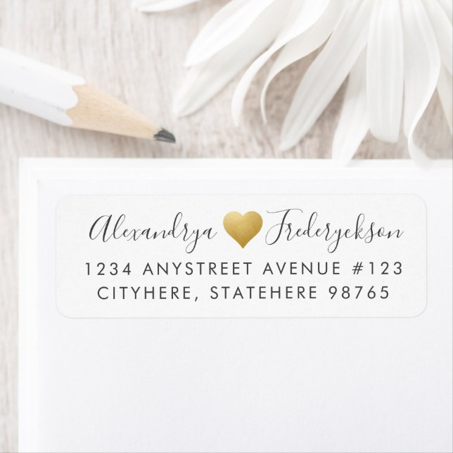 Gold Heart Modern Return Address Label (Insitu)
