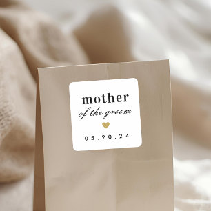 Gold Heart Mother of the Groom Gift Square Sticker