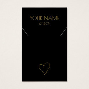 Gold heart necklace or bracelet display card