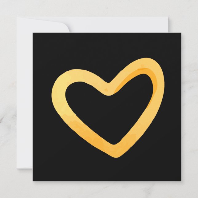 Gold heart on black background holiday card (Front)
