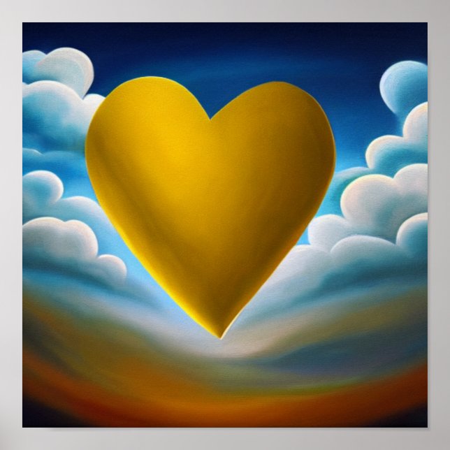 Gold Heart on Sky Background Poster (Front)
