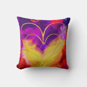 Gold Heart on Sunset Background Throw Pillow