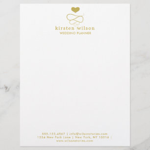 Gold Heart Ornament Wedding Planner Letterhead