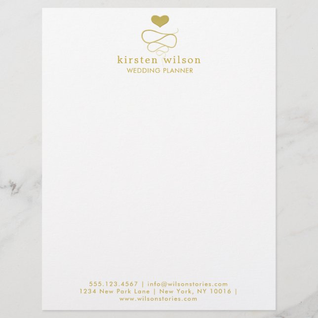 Gold Heart Ornament | Wedding Planner Letterhead (Front)
