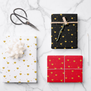 Gold heart pattern custom backgrounds wrapping paper sheet
