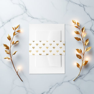 Gold Heart Pattern Invitation Belly Band