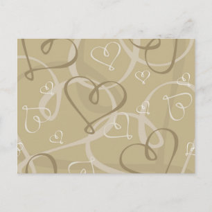 Gold heart pattern postcard