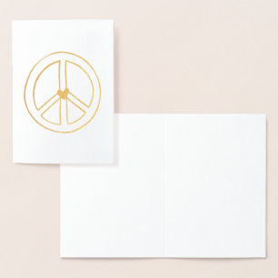 Gold Heart Peace Sign Foil Card