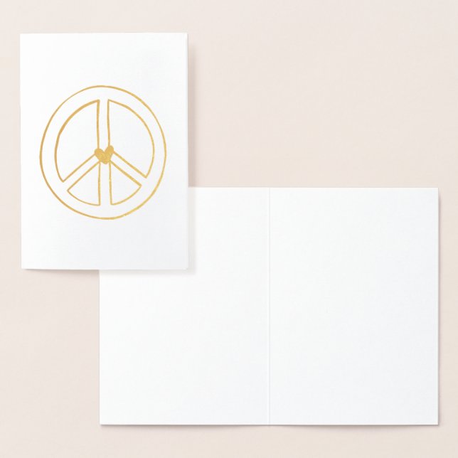 Gold Heart Peace Sign Foil Card (Display)