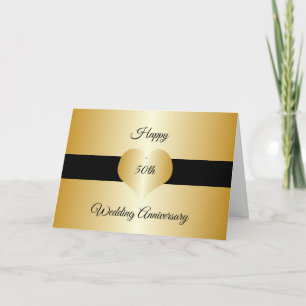 Gold Heart Personalised 50th Wedding Anniversary Card