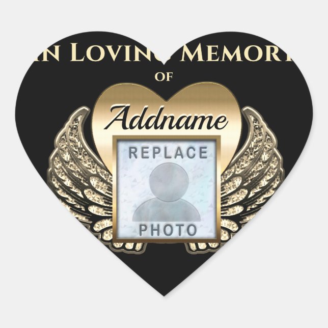 Gold Heart Photo Memorial Heart Heart Sticker (Front)