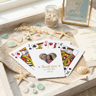 Gold Heart Photo Wedding Favour Playing Cards
