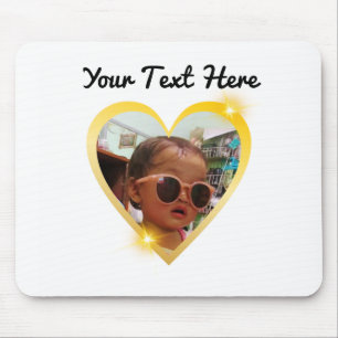 Gold Heart Picture Frame Mouse Pad