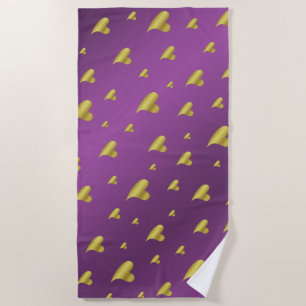 gold,heart, purple, decoration, medal, award, day, beach towel