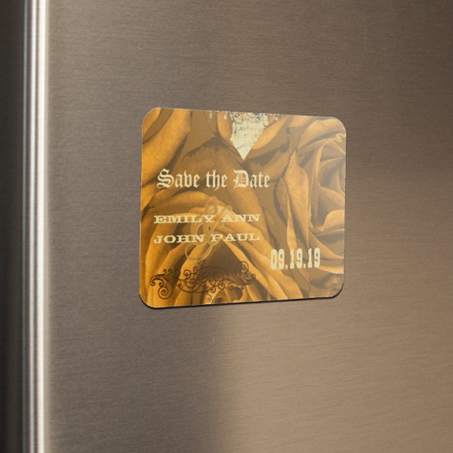 Gold Heart Roses & Buttterflies Save the Date Magnet (Creator Uploaded)