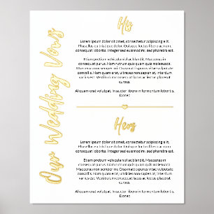 Gold Heart & Script Wedding Vows Keepsake Foil Prints