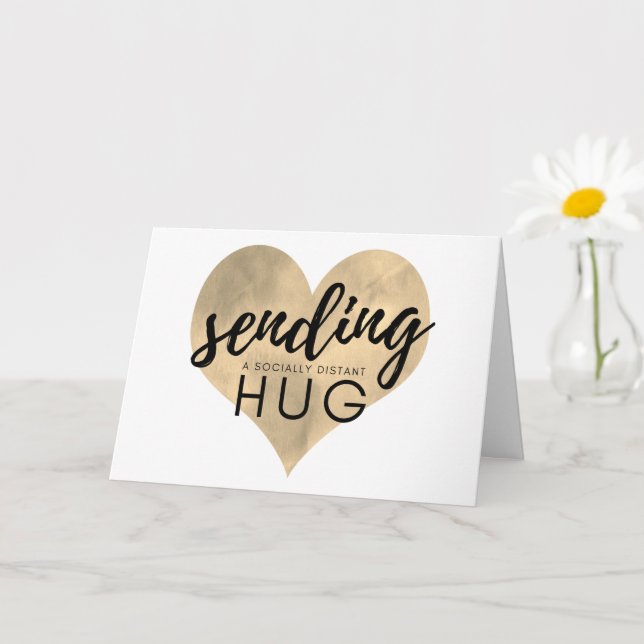 Gold Heart Sending a Socially Distant Hug Card (Small Plant)