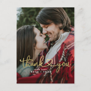 Gold Heart Thank You Cards