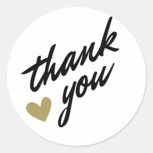 Gold Heart Thank You Classic Round Sticker