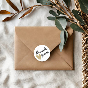 Gold Heart Thank You Classic Round Sticker