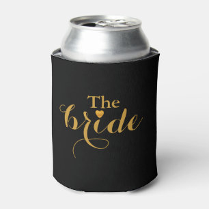 Gold Heart The Bride Faux  Foil Can Cooler