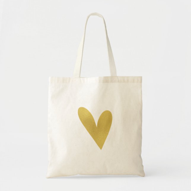 Gold Heart Tote Bag - Faux Foil Effect (Front)