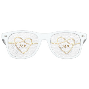 Gold Heart Wedding Retro Sunglasses